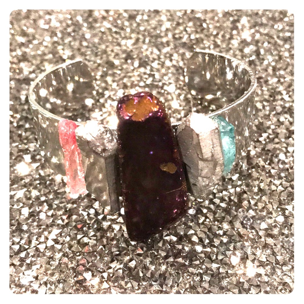 Handmade crystal cuff